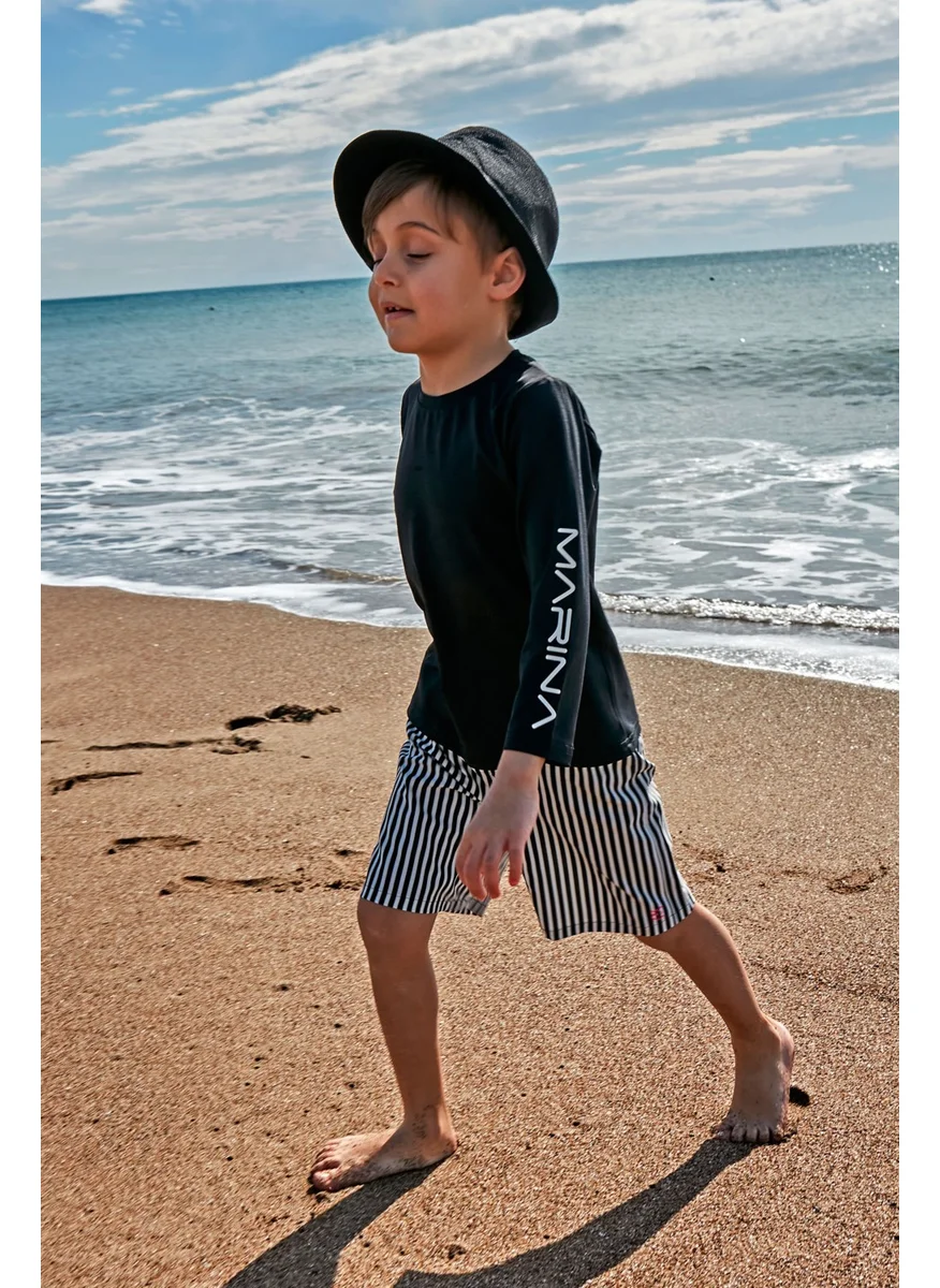 مارينا Boy Black Swimming T-Shirt T2450