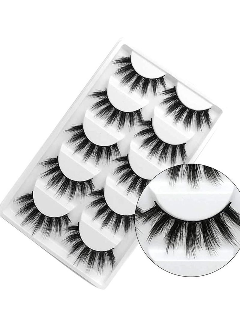 ORiTi False Eyelashes 3D Faux Mink Eyelashes Handmade Luxurious Volume Fluffy Natural False Eyelashes Fluffy Long Soft Reusable Eyes Lashes Dramatic Eyelashes 5 Pairs - Image 1
