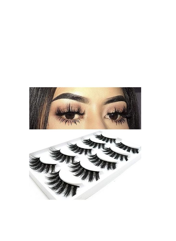 ORiTi False Eyelashes 3D Faux Mink Eyelashes Handmade Luxurious Volume Fluffy Natural False Eyelashes Fluffy Long Soft Reusable Eyes Lashes Dramatic Eyelashes 5 Pairs - Image 4