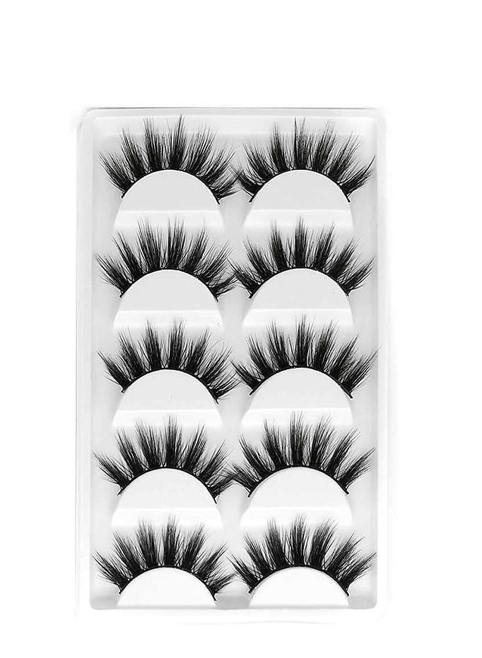 ORiTi False Eyelashes 3D Faux Mink Eyelashes Handmade Luxurious Volume Fluffy Natural False Eyelashes Fluffy Long Soft Reusable Eyes Lashes Dramatic Eyelashes 5 Pairs - Image 3