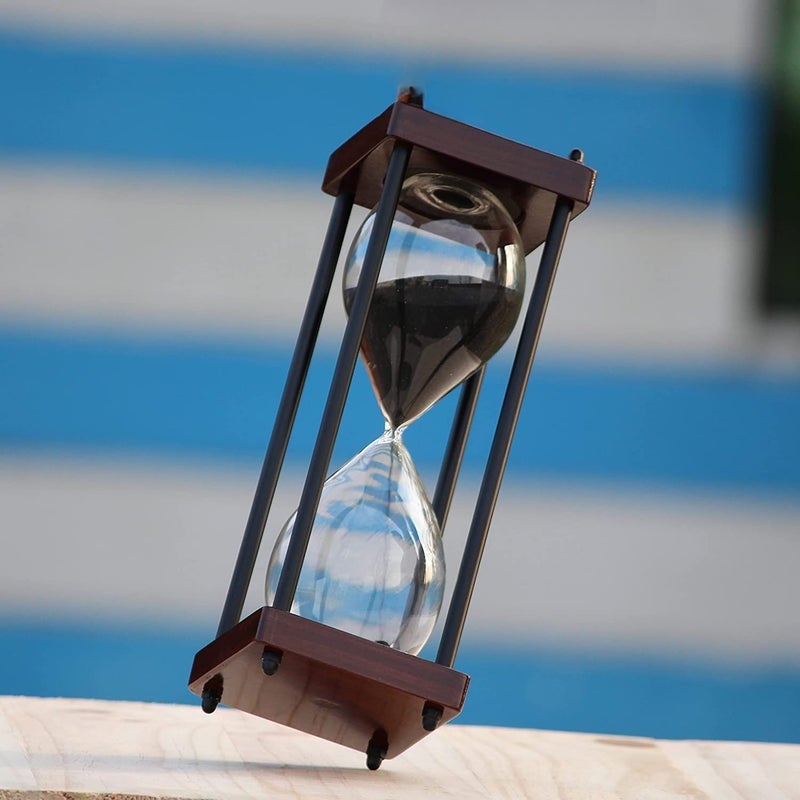 Antique Beautiful Sand Timer Brass 10 Wooden Base 30 Minutes Hour Glass for Gift - Image 1