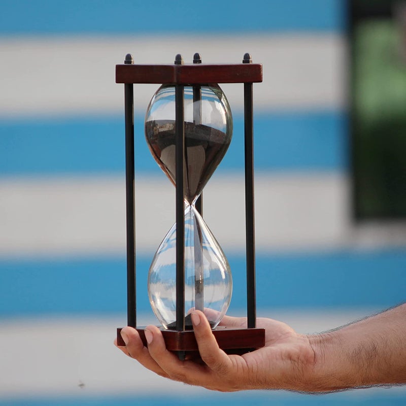 Antique Beautiful Sand Timer Brass 10 Wooden Base 30 Minutes Hour Glass for Gift - Image 3