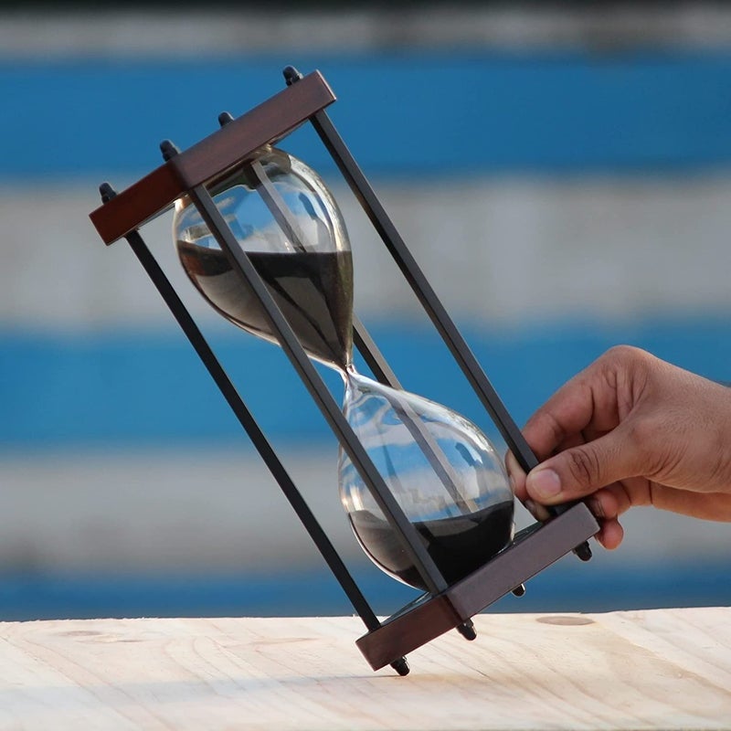 Antique Beautiful Sand Timer Brass 10 Wooden Base 30 Minutes Hour Glass for Gift - Image 4