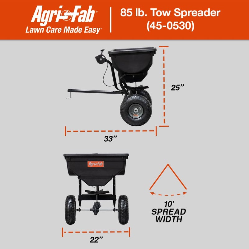 Agri-Fab 45-0530-131, 85 lb. Tow Broadcast Spreader,Black/Orange - Image 4