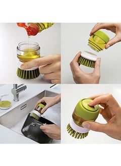Wishbone WISHBONE ODOSER JESOPB Plastic Cleaning Brush with Liquid soap Palm Scrub Soap Dispensing Washing Scrubber Dish Bowl Washing Brush Sponge  - Image 4