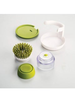 Wishbone WISHBONE ODOSER JESOPB Plastic Cleaning Brush with Liquid soap Palm Scrub Soap Dispensing Washing Scrubber Dish Bowl Washing Brush Sponge  - Image 2