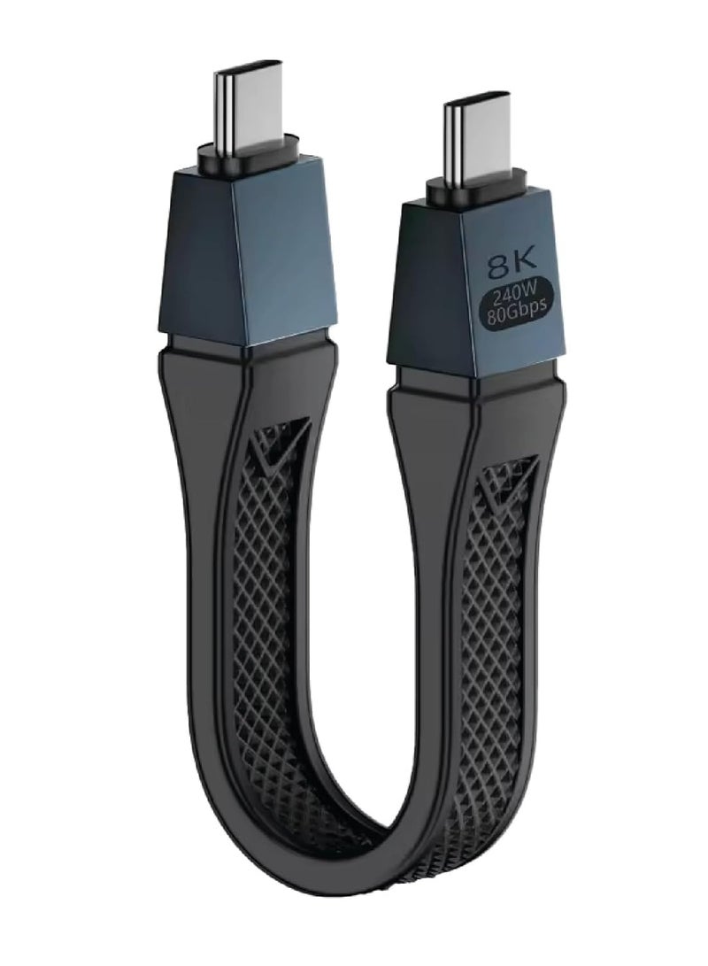 Generic valueable 1 FBC TPD 3.1 Thunderbolt 5 Short Fast Charging Data Cable with iMarker Chip, USB-C to USB Type-C 4 V2.0, 80Gbps Bandwidth, 120GB eGPU 8K@60Hz - 48V/5A 240W, 13cm, Black - Image 1