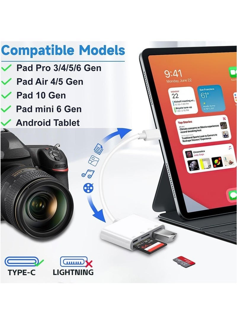 XiaoGiqi USB C SD Card Reader, Micro SD to Type C Adapter,SD Card Reader,4-in-1 Type C OTG Adapter Camera Memory Card Reader TF/SD Dual Slot  - Image 3