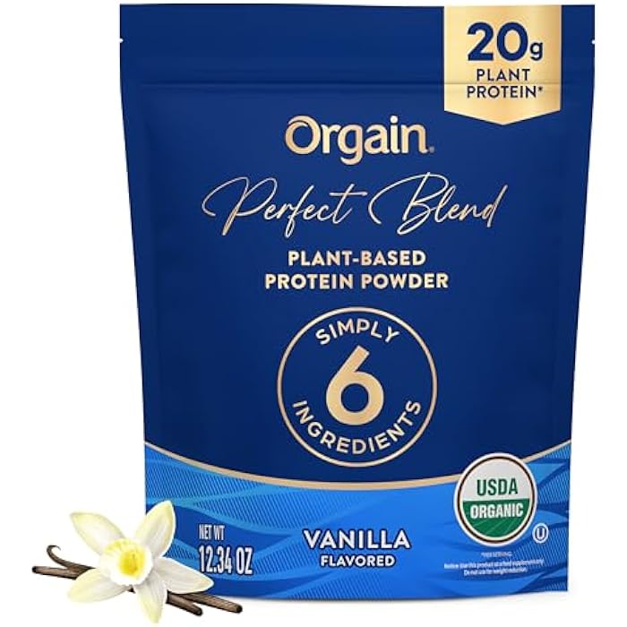 Orgain Organic Vegan Perfect Blend Protein Powder, 20g Clean Plant Protein, 6 Ingredients, <1g Sugar, Gluten Free, Non-GMO; No Artificial Flavors, Stevia Extract, Dairy or Soy Ingredients- Vanilla - Image 1