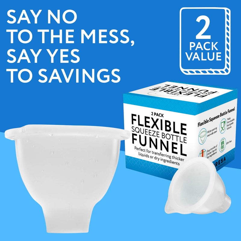 Impresa Silicone Wide Mouth Funnel - Squeeze Bottle Funnel for Thick Liquids - Flexible BPA-Free Silicone Design - Dishwasher Safe Multipurpose Tool - Clear White, 3.25" Opening, 1.25" Stem - Image 5