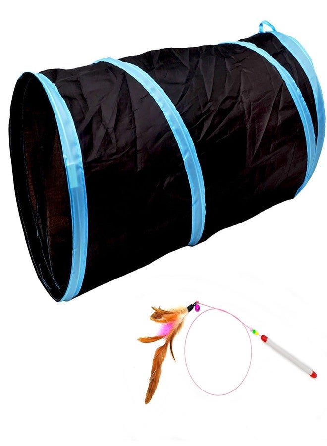 iCAGY Cat Tunnel for Indoor Cats Interactive, Rabbit Tunnel Toys, Pet Toys Play Tunnels for Cats Kittens Rabbits Puppies Crinkle Collapsible Pop Up Black 20" - Image 1
