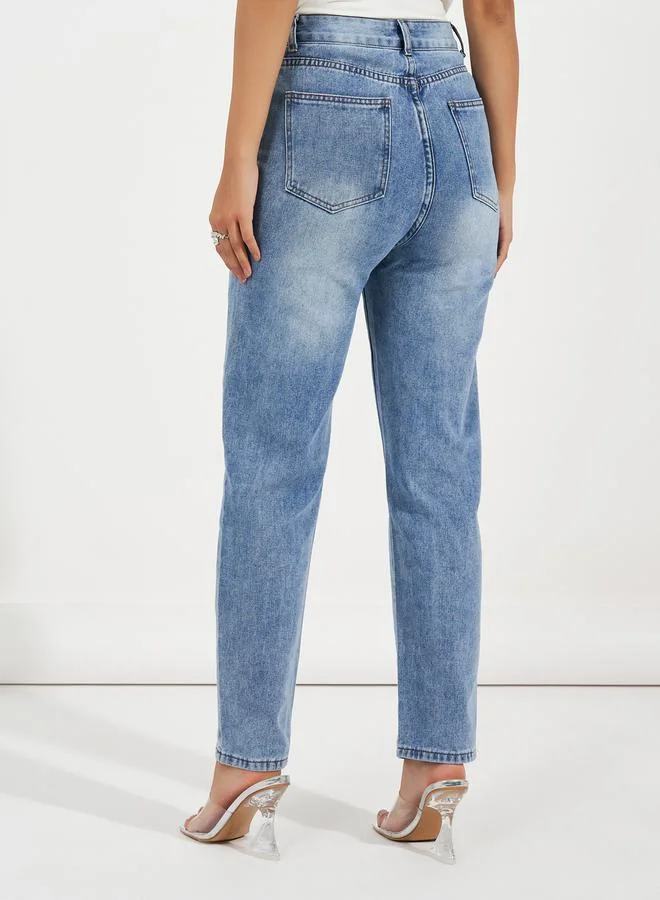 Styli Slim Fit Jeans with Rhinestone Pocket Trim Detail