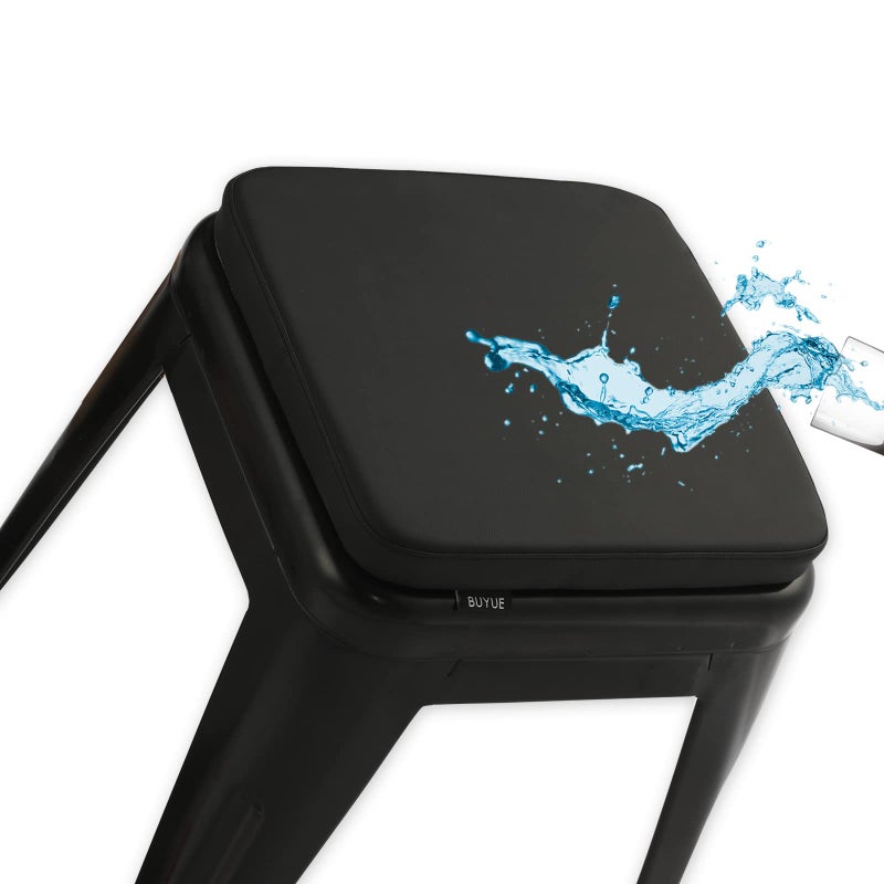 BUYUE BUYUE Enhanced AntiSlip Magnetic Bar Stool Cushion 1 Piece Luxury PU Leather Waterproof Small Seat Cushion for Caf Bistro Stackable Metal Stool Square Black 1 