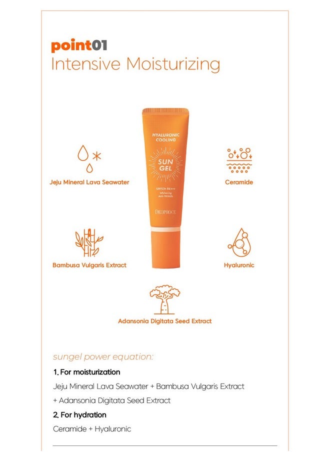 DEOPROCE - Hyaluronic Cooling Sun Gel Spf50+ Pa+++ 50G Korean Skincare Suncream - Image 1