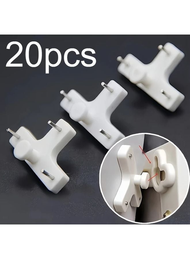 20pcs T Shaped Traceless Nails Plastic Wall Hanging Card Slots Photo Frame Hooks - Image 1