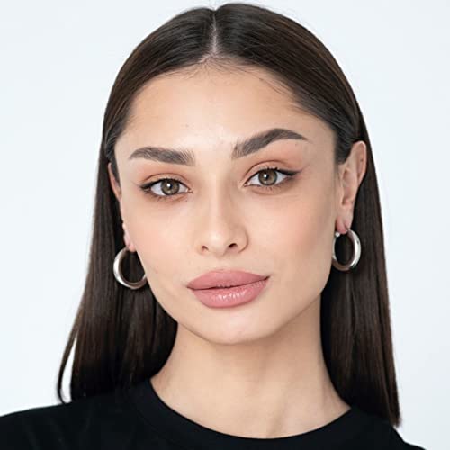 OOOPEL 4mm Thick Gold Chunky Earrings Steling Silver Post Hoops For Women Hollow Tube Hoop Hypoallergenic Lightweight Large 20/30/40/50/60MM, Sterling Silver, No Gemstone, Silver,30mm - Image 5