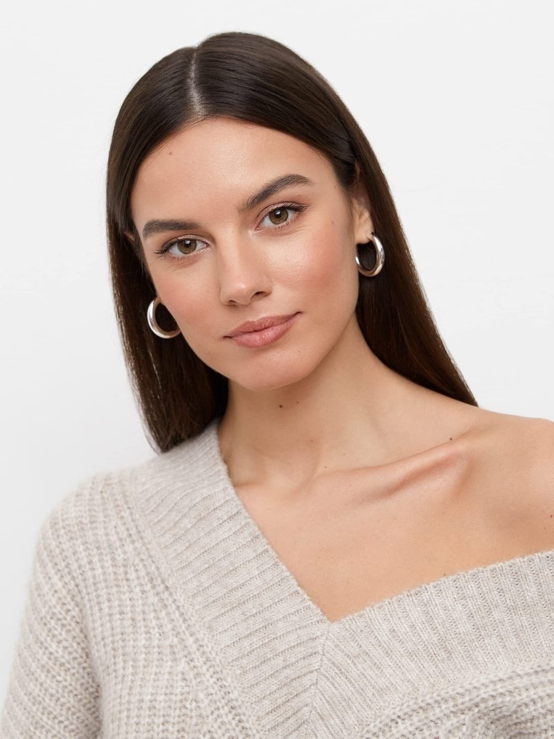 OOOPEL 4mm Thick Gold Chunky Earrings Steling Silver Post Hoops For Women Hollow Tube Hoop Hypoallergenic Lightweight Large 20/30/40/50/60MM, Sterling Silver, No Gemstone, Silver,30mm - Image 4