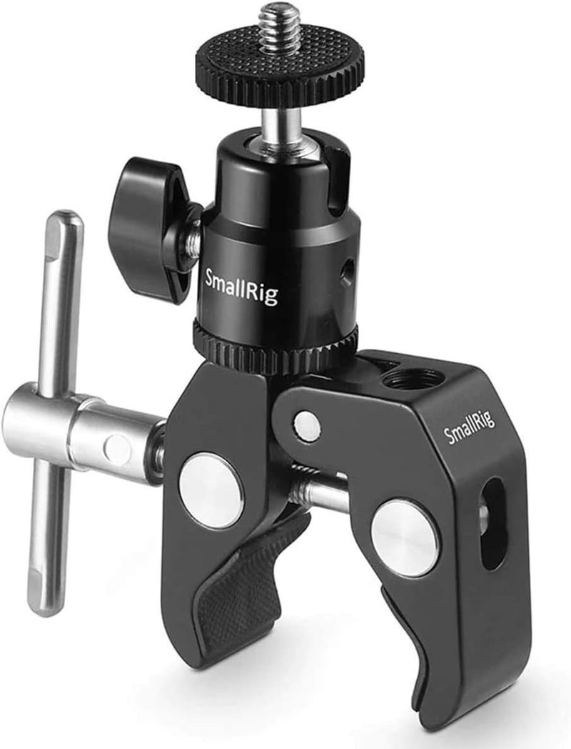 SMALLRIG Super Clamp Mount with Mini Ball Head Mount Hot Shoe Adapter with 1/4 Screw for LCD Field Monitor, LED Lights, Flash, Microphone, Gopro, Action Cam - 1124 Seasonal & permanent compatible - Image 1