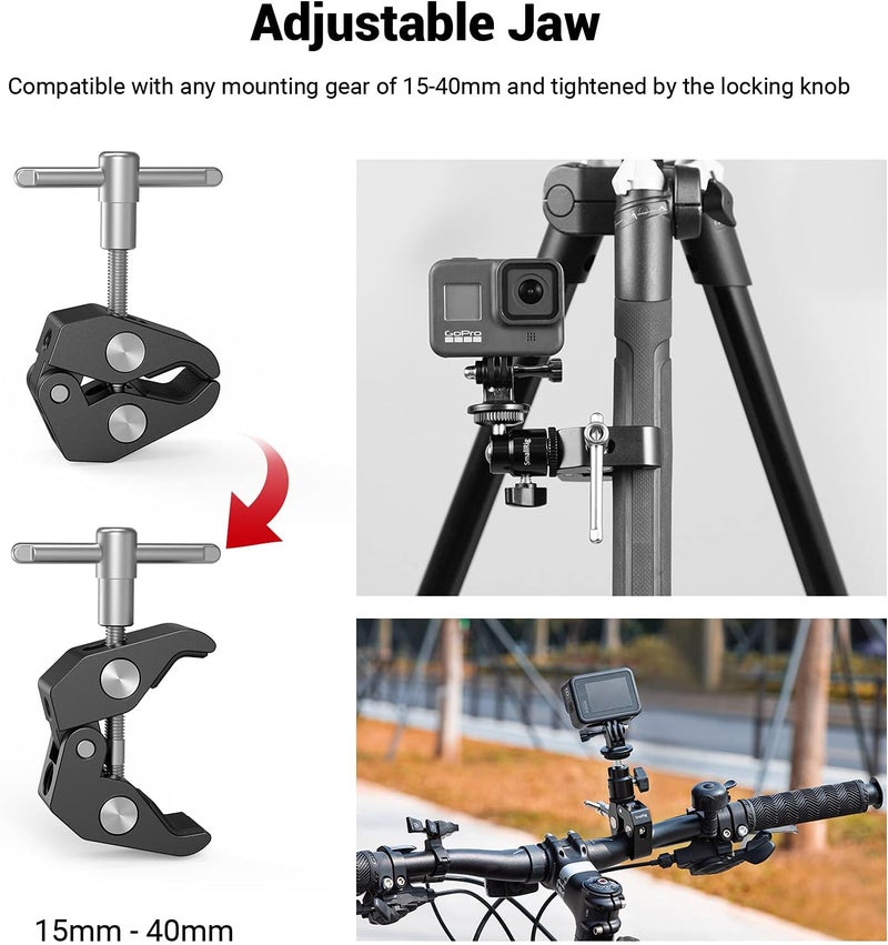 SMALLRIG Super Clamp Mount with Mini Ball Head Mount Hot Shoe Adapter with 1/4 Screw for LCD Field Monitor, LED Lights, Flash, Microphone, Gopro, Action Cam - 1124 Seasonal & permanent compatible - Image 2