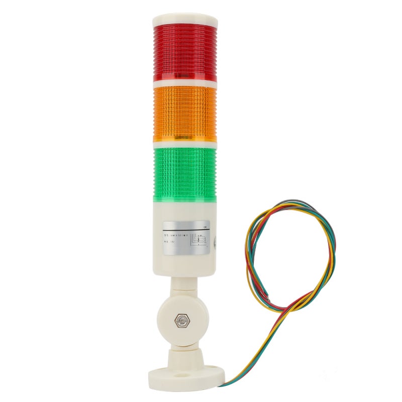 CNC Machine Warning Light Red Orange Green 3-Color 280mm Height - 24VDC Stable Performance Foldable Bracket Warning Light for Machine Tools - Image 1