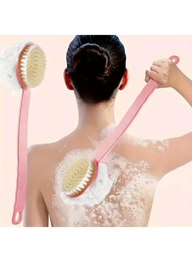 Blue Japanese Bath Brush Long Handle Soft Back Body Exfoliation Two In One Mud Brush Durable - Image 1