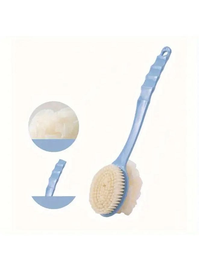 Blue Japanese Bath Brush Long Handle Soft Back Body Exfoliation Two In One Mud Brush Durable - Image 4