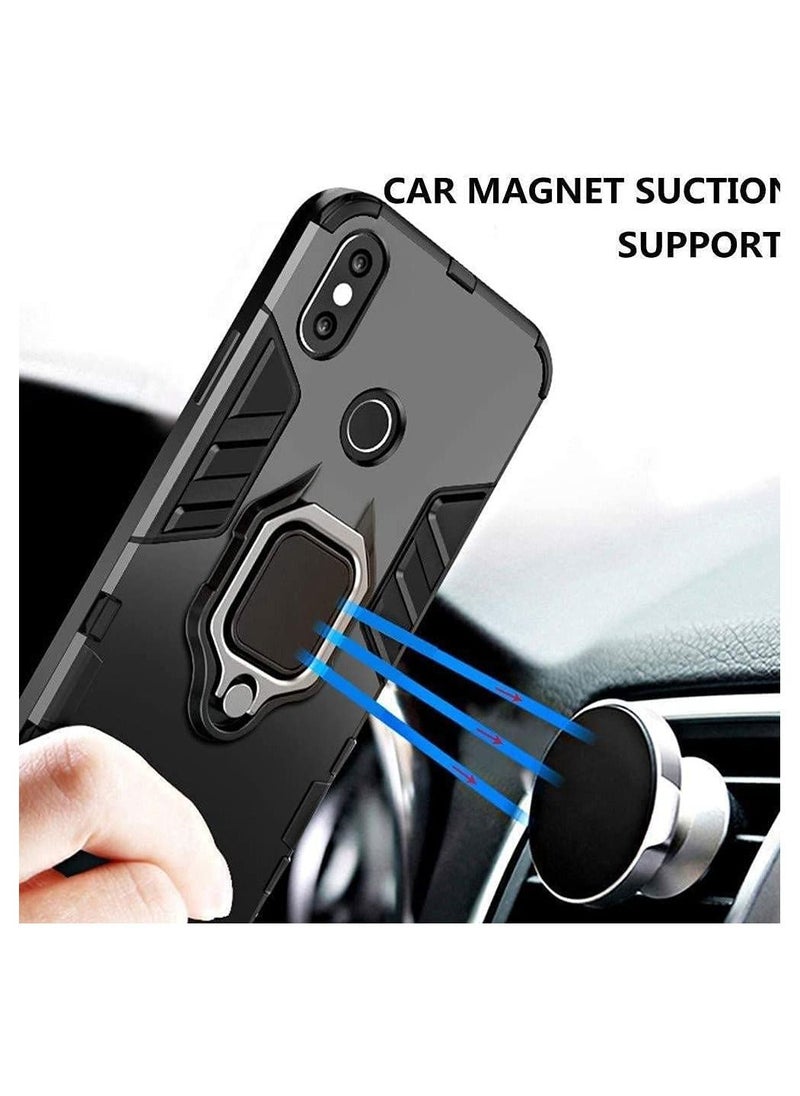 erorex - Cover for Huawei Honor 10i Case Hybrid Heavy Duty Armor Hard Dual Layer Protection Case with 1 Screen Protector with Kickstand Feature Shockproof Defender Cover Bumper Non-Slip (Honor 10i, Black) - Image 1