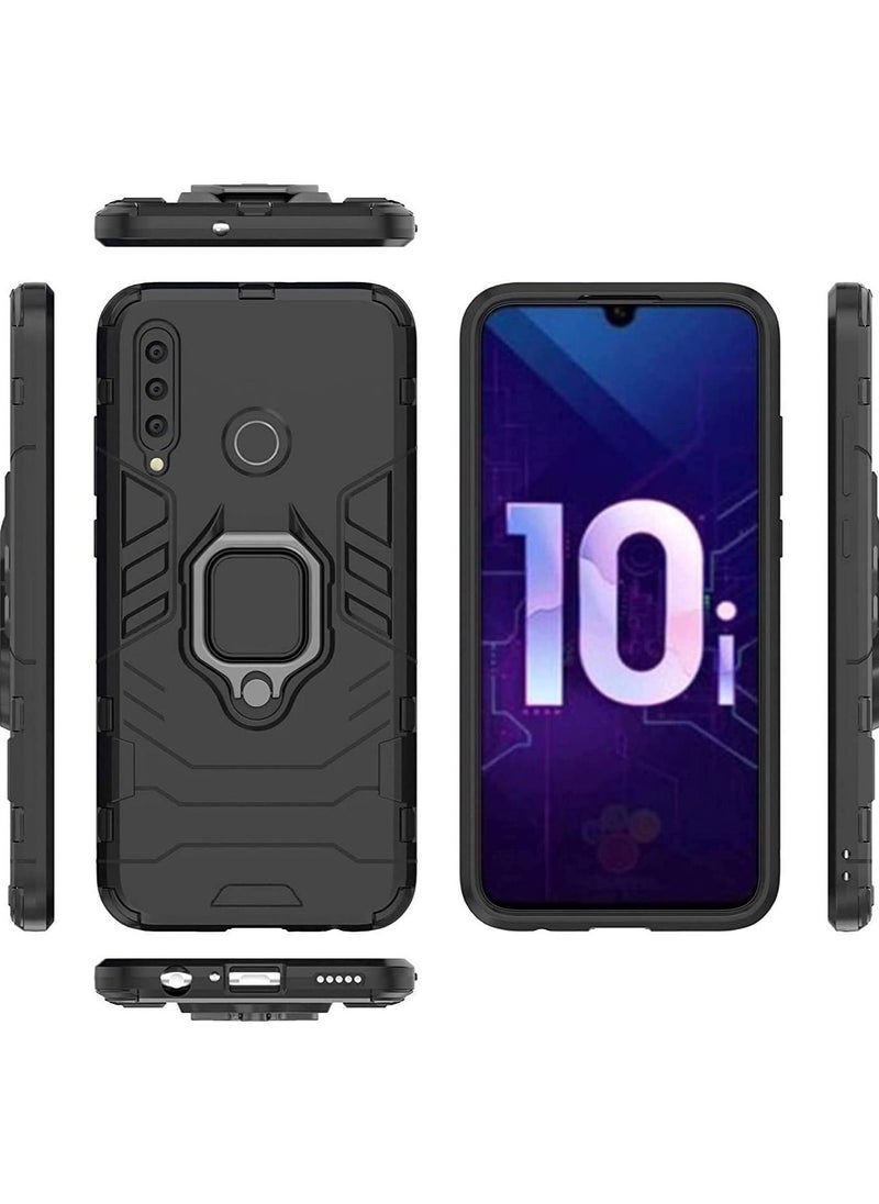 erorex - Cover for Huawei Honor 10i Case Hybrid Heavy Duty Armor Hard Dual Layer Protection Case with 1 Screen Protector with Kickstand Feature Shockproof Defender Cover Bumper Non-Slip (Honor 10i, Black) - Image 1