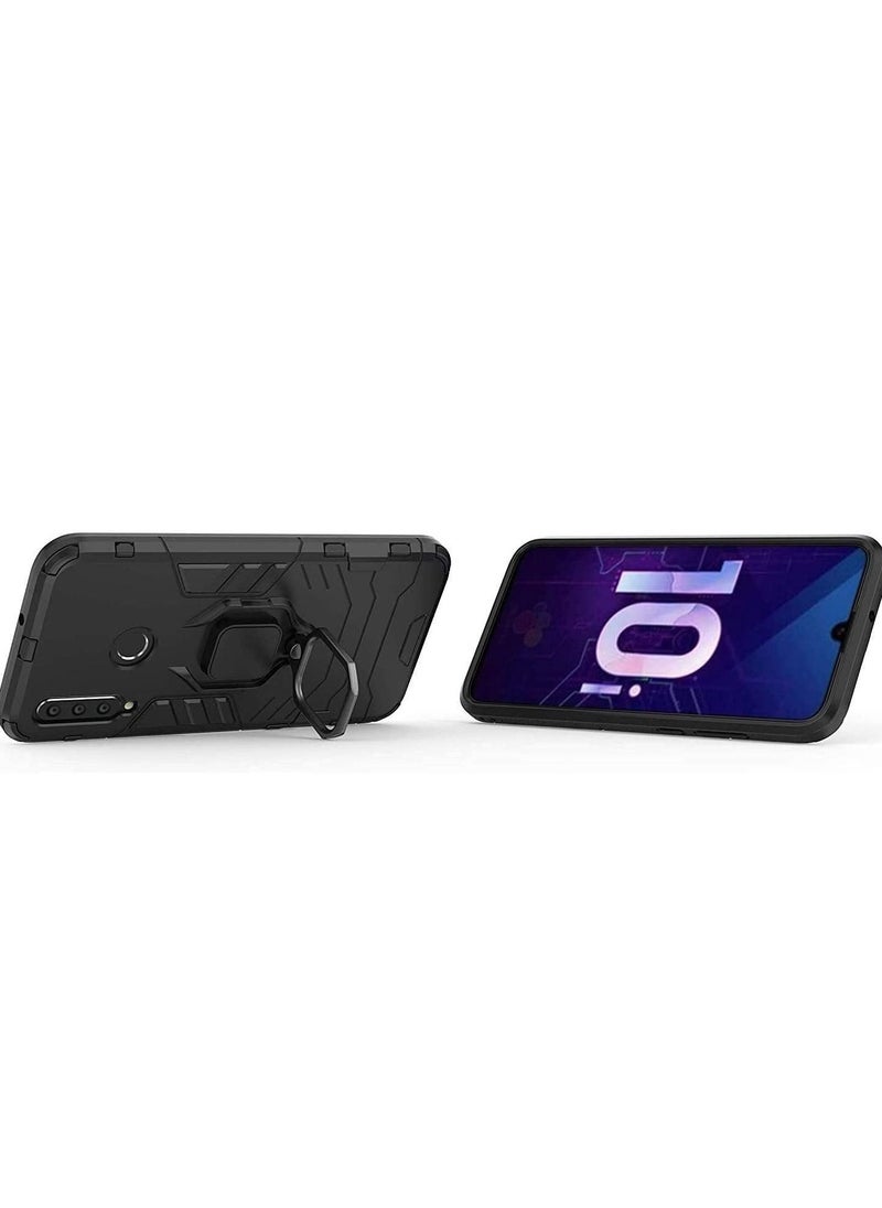 erorex - Cover for Huawei Honor 10i Case Hybrid Heavy Duty Armor Hard Dual Layer Protection Case with 1 Screen Protector with Kickstand Feature Shockproof Defender Cover Bumper Non-Slip (Honor 10i, Black) - Image 1