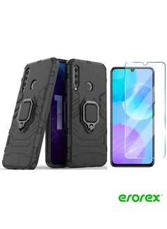 Cover for Huawei Honor 10i Case Hybrid Heavy Duty Armor Hard Dual Layer Protection Case with 1 Screen Protector with Kickstand Feature Shockproof Defender Cover Bumper Non-Slip (Honor 10i, Black)