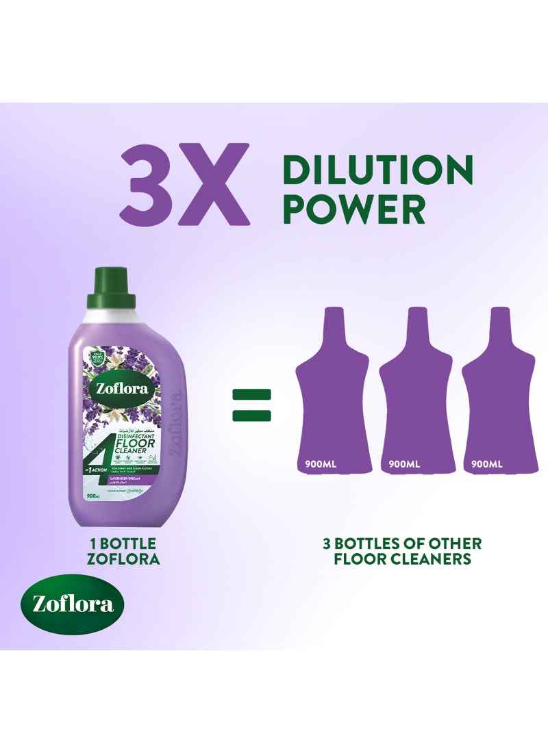 Zoflora 4 In 1 Disinfectant Floor Cleaner Lavender Dream 900ml - Image 5
