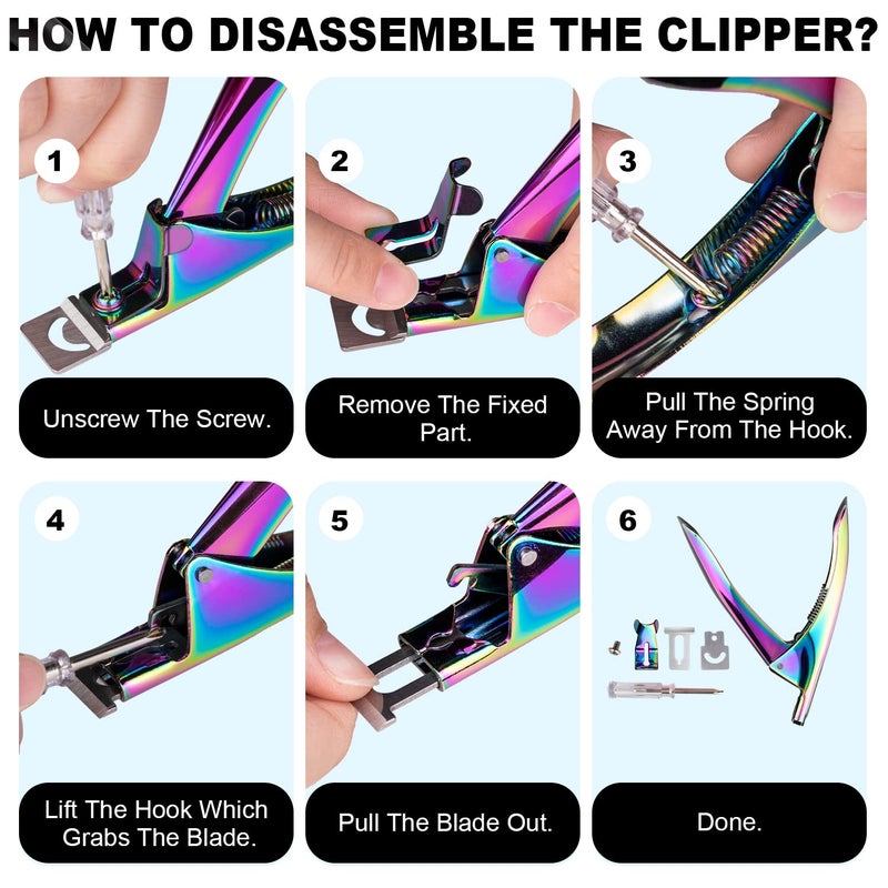 GA&EN Chameleon Premium Adjustable Nail Clippers for Acrylic Nails, Stainless Steel Cutter Trimmer for Artificial Fake False Tips Manicure Sharp Blade Clip Tool for Salon Home Nail Art Beauty Design DIY - Image 4