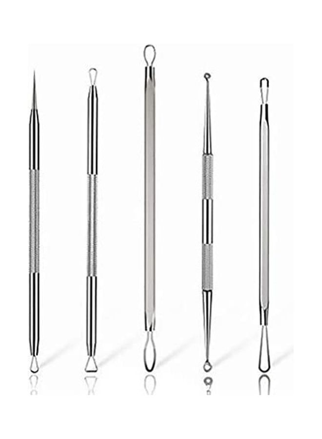 NuSense 5-Piece Stainless Steel Blackhead Remover With Case Silver - Image 2