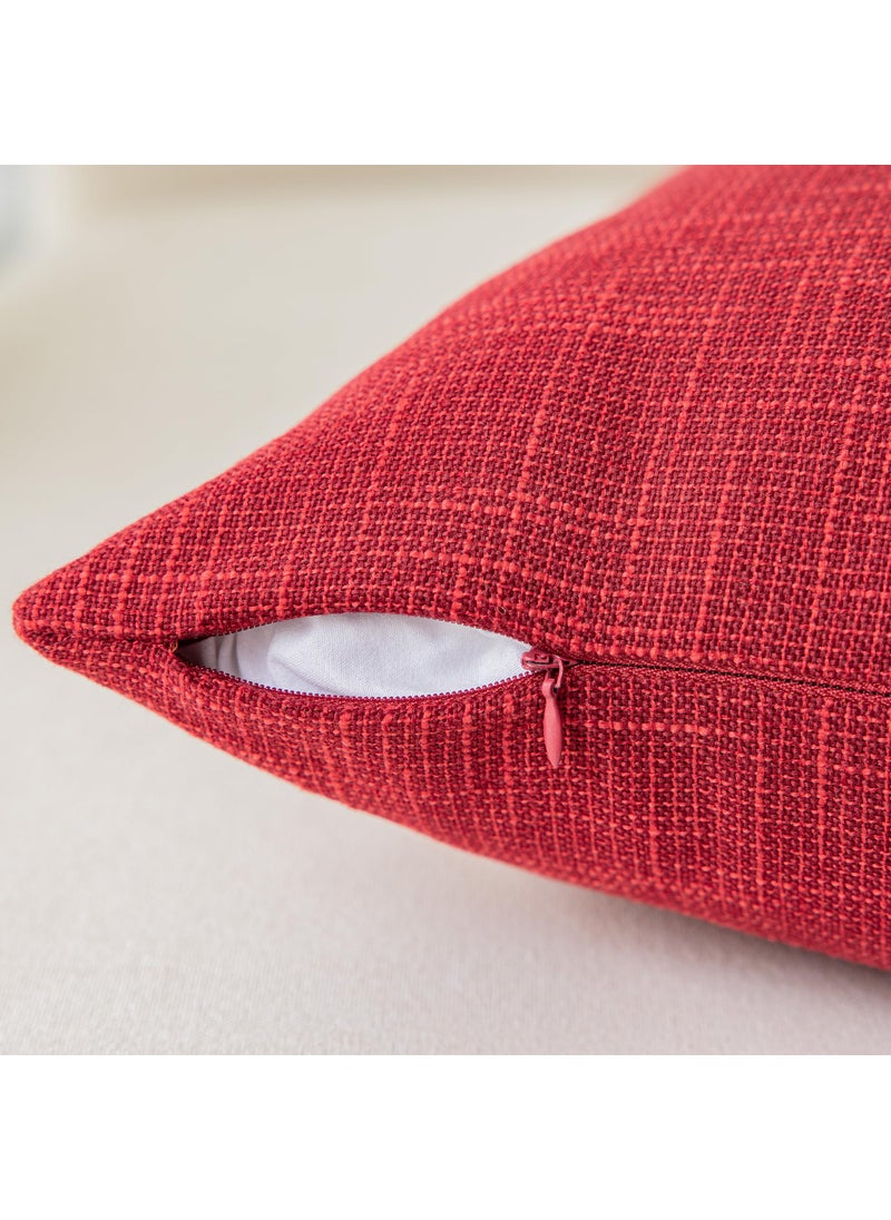 K KEVIN TEXTILE Kevin Textile Farmhouse Christmas Decorative Throw Pillow Covers for Couch Faux Linen Accent Pillow Cover Modern Decor Pillow Case 20 x 20 Inch Red  - Image 3