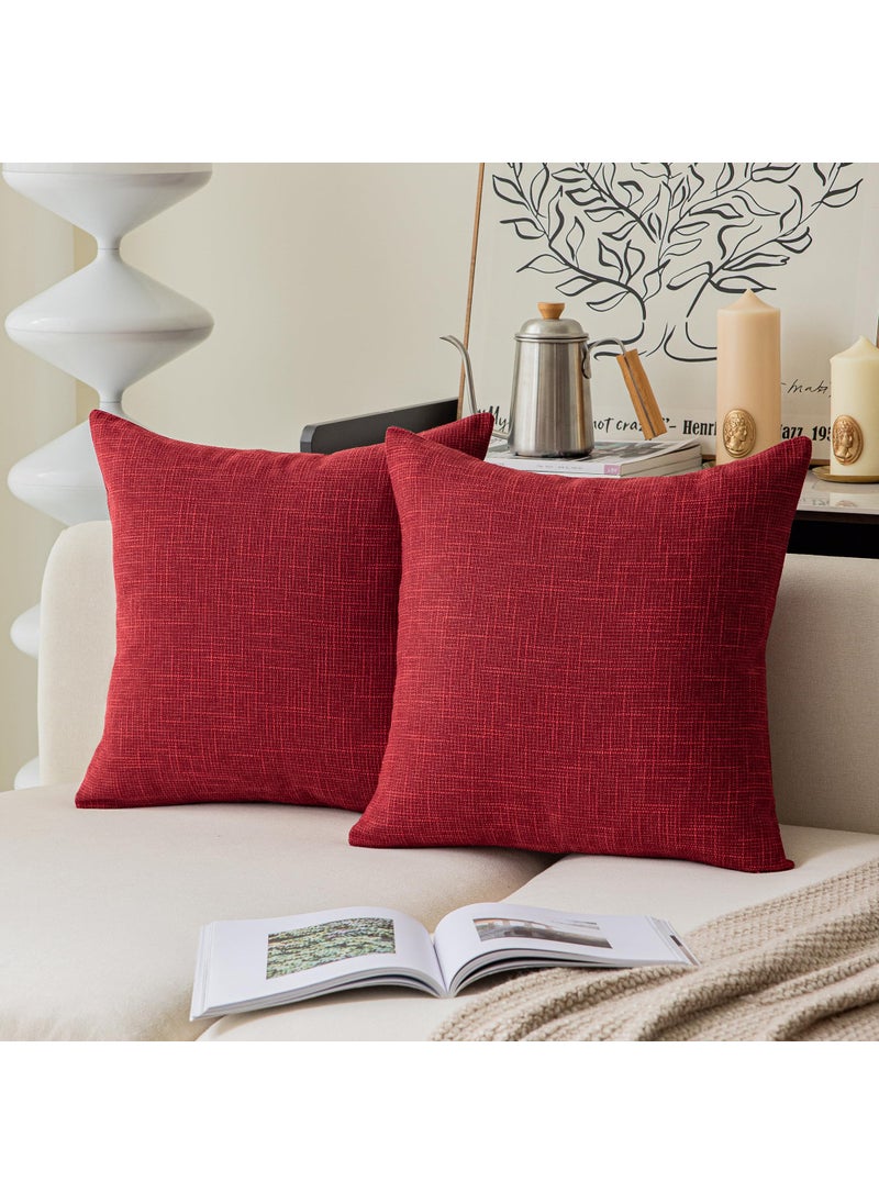 K KEVIN TEXTILE Kevin Textile Farmhouse Christmas Decorative Throw Pillow Covers for Couch Faux Linen Accent Pillow Cover Modern Decor Pillow Case 20 x 20 Inch Red  - Image 1