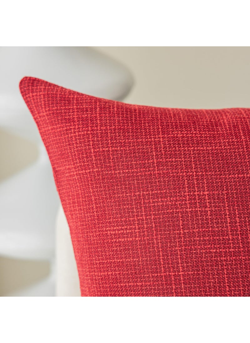 K KEVIN TEXTILE Kevin Textile Farmhouse Christmas Decorative Throw Pillow Covers for Couch Faux Linen Accent Pillow Cover Modern Decor Pillow Case 20 x 20 Inch Red  - Image 2