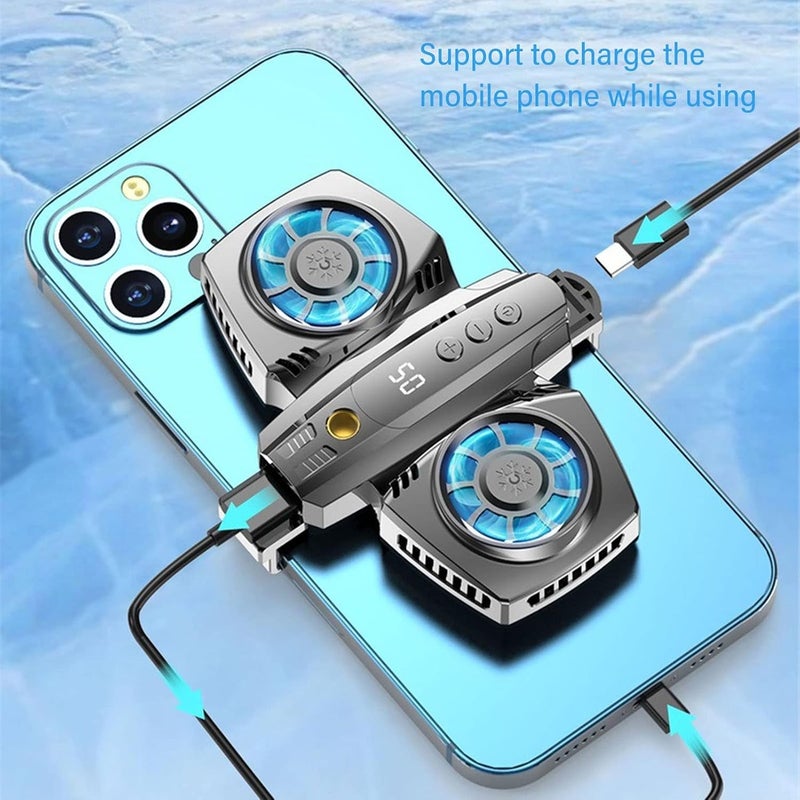 Dpofirs Cell Phone Cooler, Low Noise Cellphone Radiator with Dual SemiConductor Cooling Chip, Mobile Phones with Width of 2.6 to 3.5in for Live Streaming, Outdoor Vlog,  Gaming - Image 3