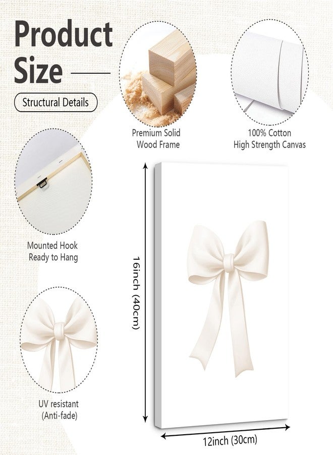 Pennclys Bow Wall Art Decor Preppy Beige Bow Poster Girly Room Wall Art Prints Beige Bow Knot Wall Decor Coquette Room Picture Pastel Bow Poster for Nursery Girl Room 12x16 Inch Unframed Set of 3 - Image 2