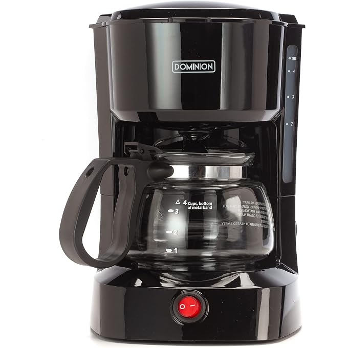 Dominion Dominir Compact Coffee Pot Brewer Machine, Quiet Operation with On/Off LED Indicator Light, Convenient Cord Storage and e, Black - Image 1