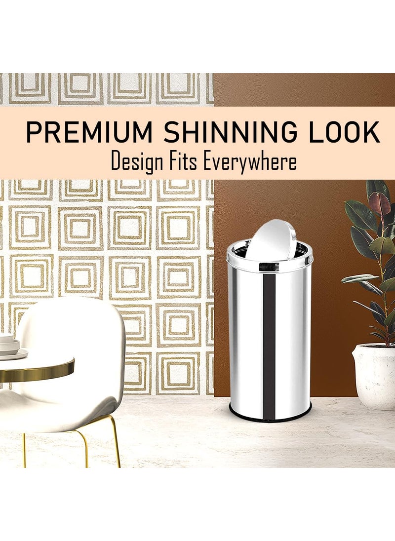 mofna mofna Stainless Steel Swing Type Dustbin Trash bin Garbage Bin Waste Container Steel Dustbin For Home Kitchen Office Size 12x24 Inch 50 Liter 14x28 Inch 80 Liter  - Image 5