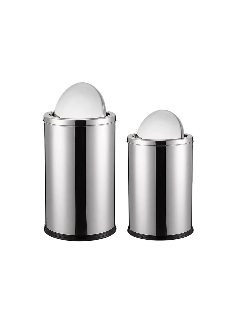 mofna mofna Stainless Steel Swing Type Dustbin Trash bin Garbage Bin Waste Container Steel Dustbin For Home Kitchen Office Size 12x24 Inch 50 Liter 14x28 Inch 80 Liter  - Image 1