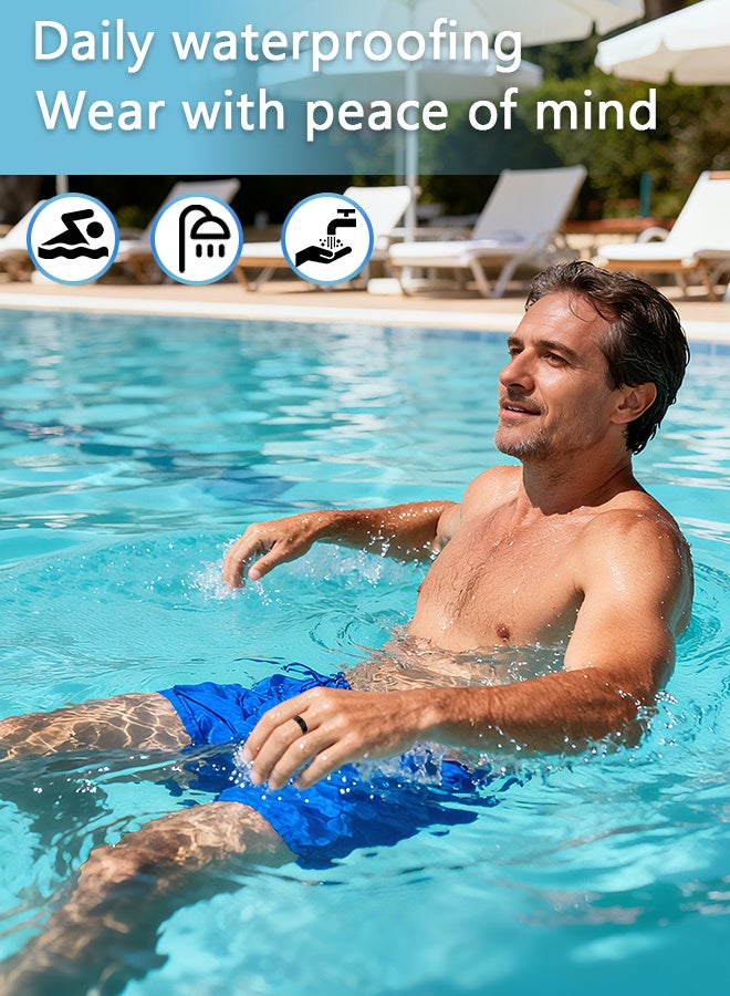 خاتم ذكي، جهاز تتبع الصحة للنساء والرجال، جهاز تتبع اللياقة البدنية مع معدل ضربات القلب، أكسجين الدم، مراقب النوم، السعرات الحرارية، عداد الخطوات، خاتم ذكي مقاوم للماء IP68 لأجهزة iPhone وAndroid، بدون رسوم اشتراك (أسود، 8#) - Image 5