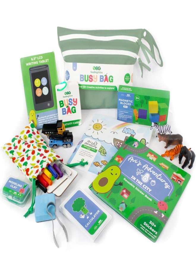 BapronBaby Feeding Littles Busy Bag (Sage) - Toddler Travel Activity Kit, Restaurant Activity Kit for Independent and Family-Wide Play, Age 3+ - Image 1