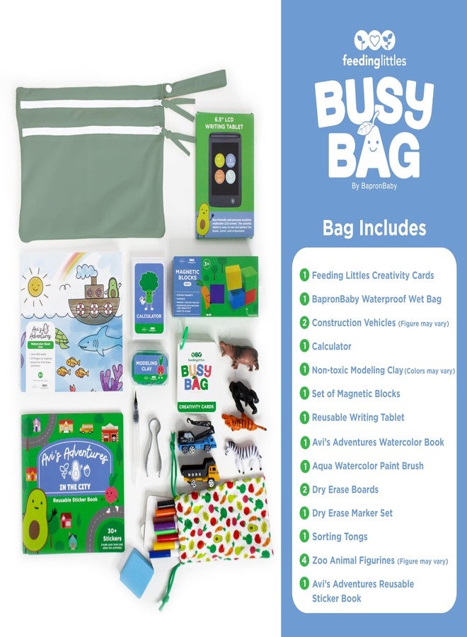 BapronBaby Feeding Littles Busy Bag (Sage) - Toddler Travel Activity Kit, Restaurant Activity Kit for Independent and Family-Wide Play, Age 3+ - Image 2