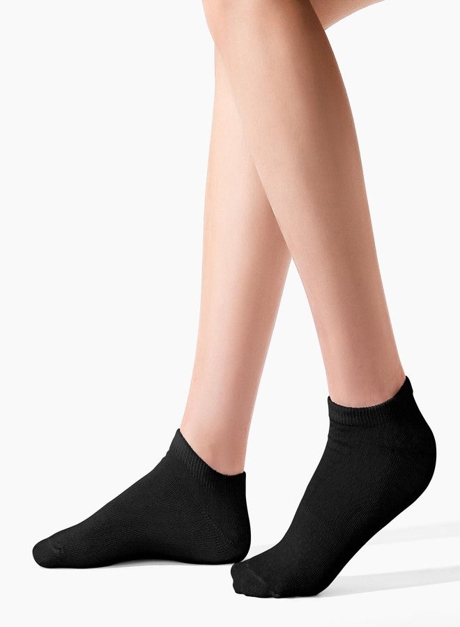 Auranso 12 Pairs Boy Athletic Ankle Socks Girl Low Cut Sock Black 9-12 Years - Image 2