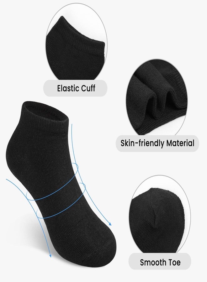 Auranso 12 Pairs Boy Athletic Ankle Socks Girl Low Cut Sock Black 9-12 Years - Image 4