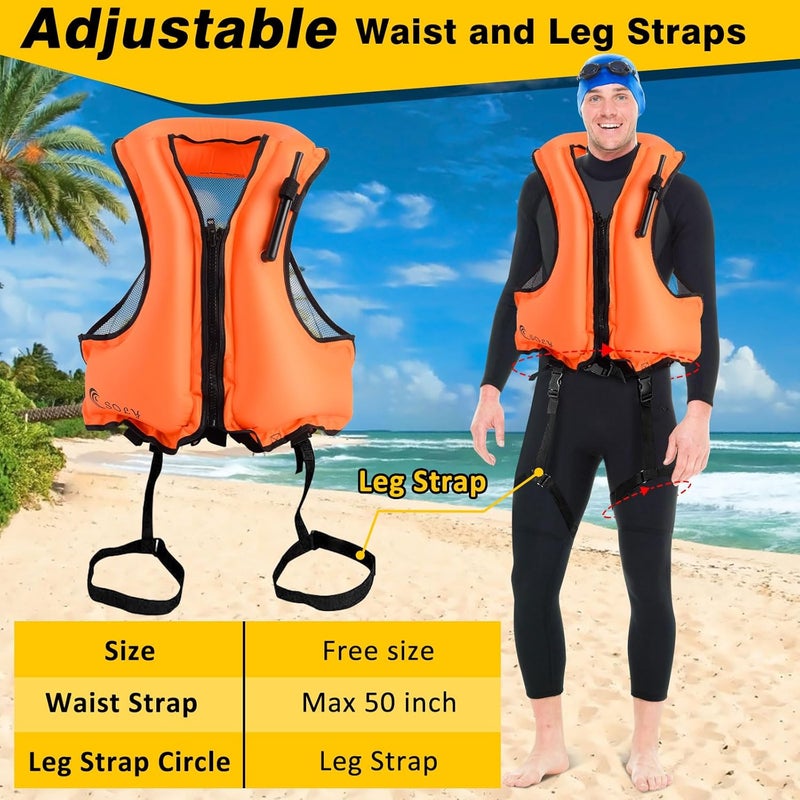 Soly Inflatable Snorkel Vest for Adults，Snorkeling Vest，Snorkeling Vest for Kayaking Canoeing Water Sports Safety. - Image 5