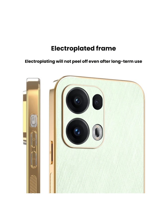Plated Vegan Leather Phone Case for OPPO Reno14 or 14 Pro Gold Thread Pattern Electroplated Edges Thin-Light Design with Shockproof Scratch-Resistant Protection - Image 2