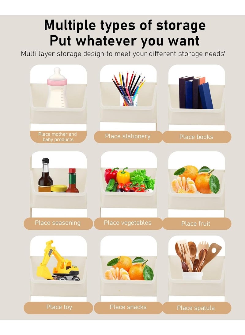 آسي بلاي رف تخزين متحرك متعدد الاستخدامات مكون من 5 طبقات مع غطاء، بأسلوب حديث وبسيط، رف كتب قابل للإزالة، مصنوع من مواد متينة، سهل التركيب ويوفر تخزينًا مريحًا للمطبخ والحمام وغرفة الغسيل. - Image 4