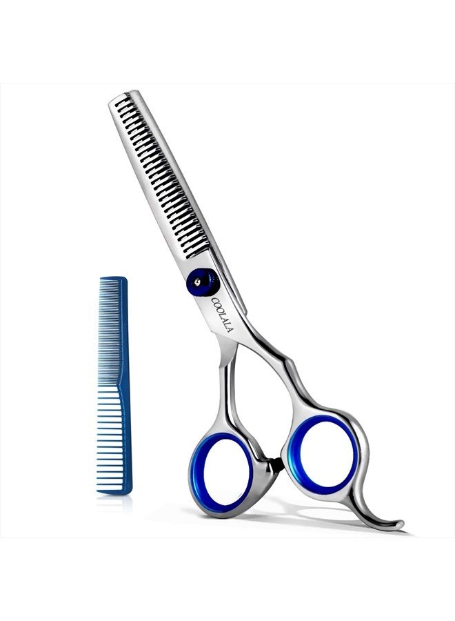 COOLALA Stainless Steel Hair Cutting Scissors Thinning Shears 6.5 Inch Professional Salon Barber Haircut Scissors Family Use for Man Woman Adults Kids - Image 1
